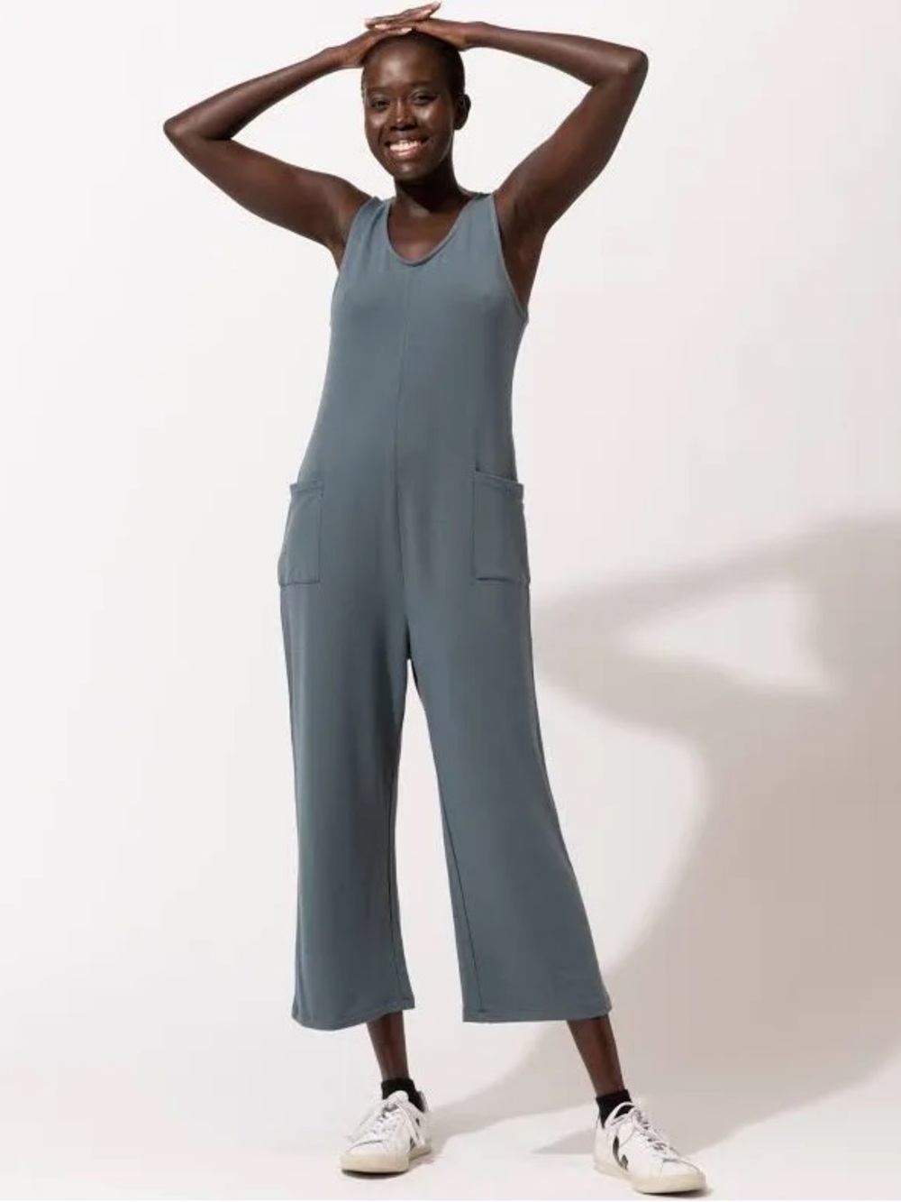 Thread 4 Thought  Women's Rainey Patch Pocket Jumpsuit Minimalist Casual Medium